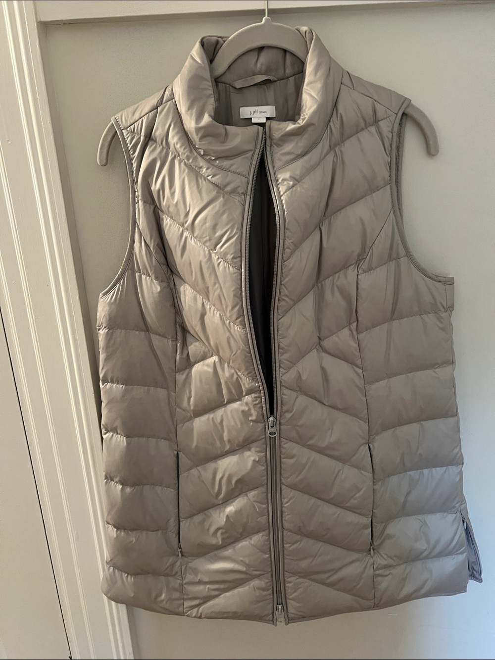 J. Jill Quilted silver/gray Hip Length down Puffer Vest